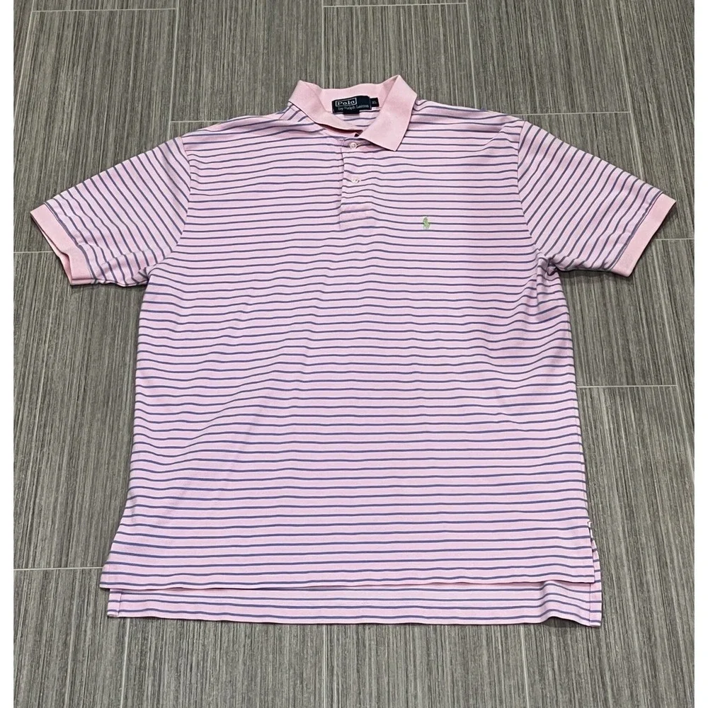 Ralph Lauren Mens Pink Blue Polo Shirt Green Pony Logo Americana Ivy league Y2K